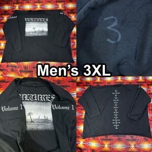 Kanye West Yeezy Vultures Volume 1 Black Long Sleeve T-Shirt Men’s Size 3XL